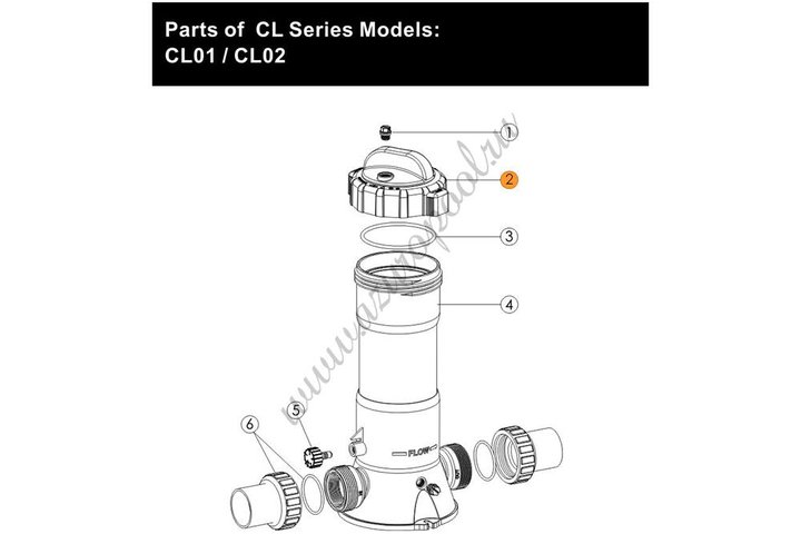 Крышка с гайкой автохлоратора Emaux CL-01 (89440204/E130204)